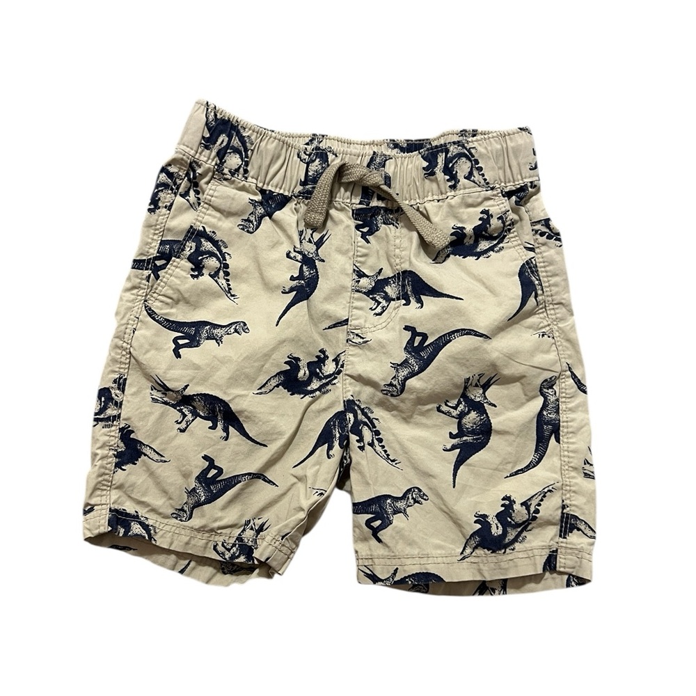 Old Navy 2T Dinosaur Patterned Elastic and Drawstring Waist Khaki Shorts